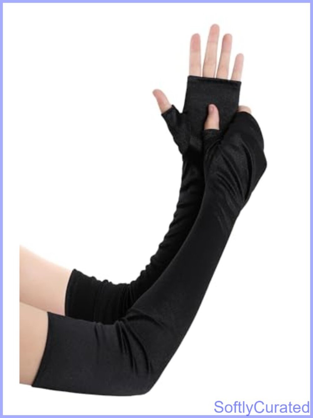 Satin Fingerless Long Opera Gloves Stretch Fit Women's Costume Accessory